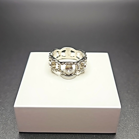 Y2K Sterling Silver Ring Size 7 Marked 925 with Rhinestones - Picture 4 of 6